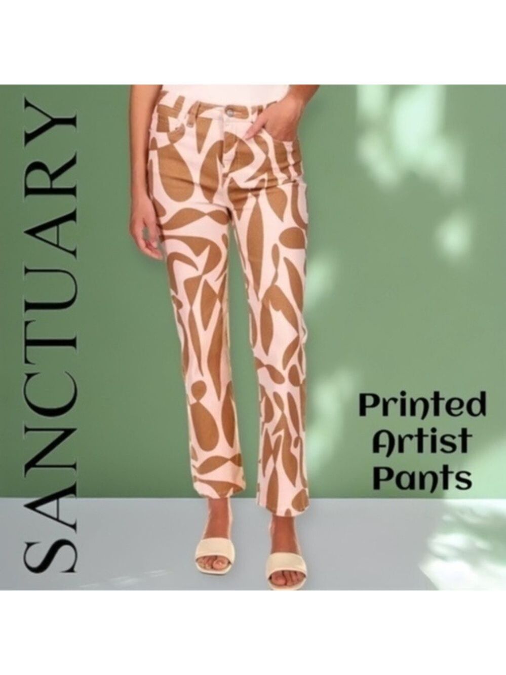 SANCTUARY Artist Printed High Rise Straight Leg Pants NWT/Lion River/Sz. 28